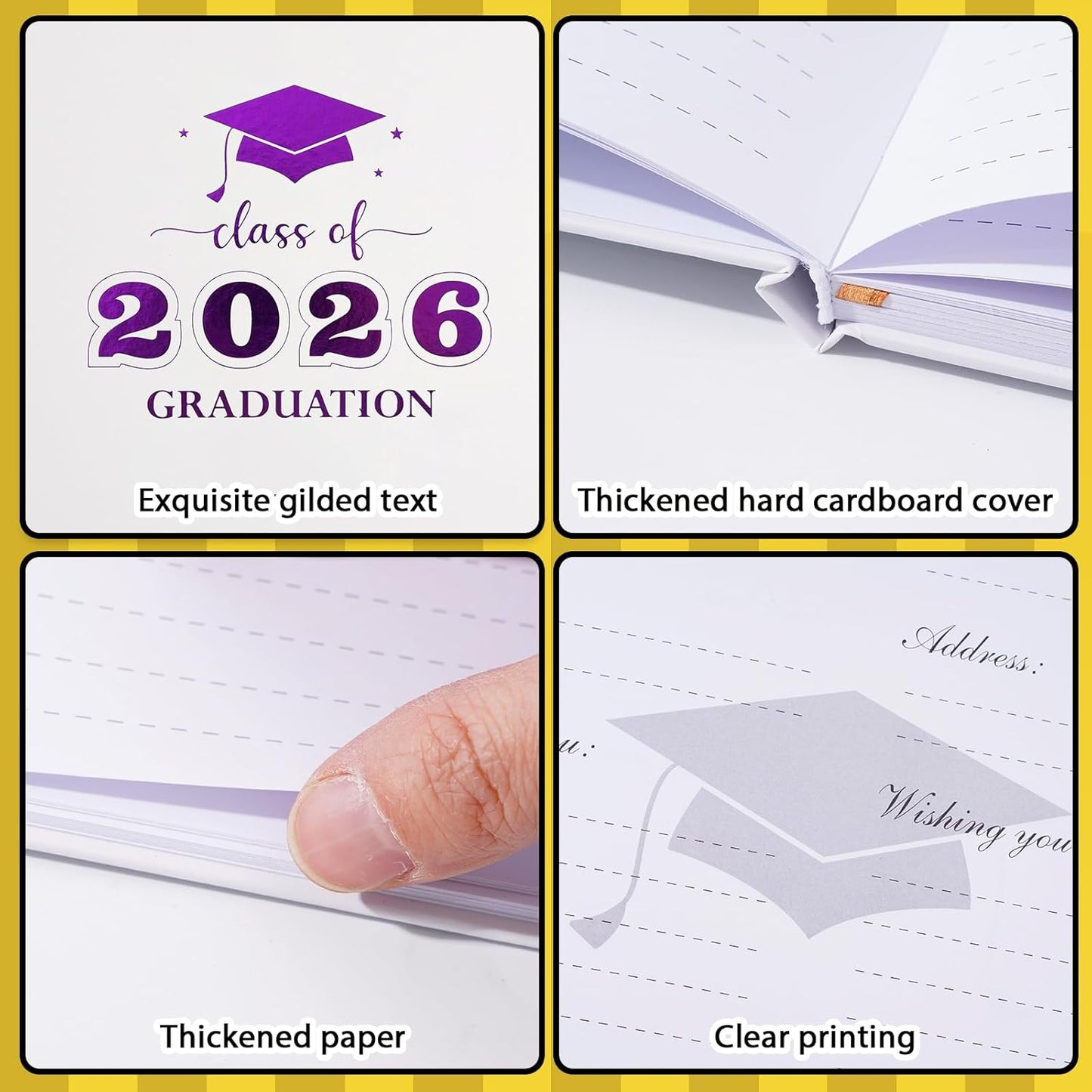 Graduation Guest Book, Class of 2026 Graduation Guest Book with Pen, Hardcover Guest Sign in Book, Memory Scrapbook, Graduation Decorations, Grad Party Supplies for High School，College (Blue)