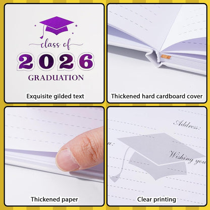 Graduation Guest Book, Class of 2026 Graduation Guest Book with Pen, Hardcover Guest Sign in Book, Memory Scrapbook, Graduation Decorations, Grad Party Supplies for High School，College (Blue)
