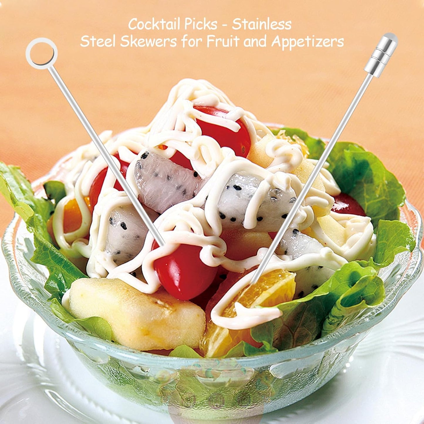 I-MART 15 Pack Stainless Steel Cocktail Picks Martini Olive Skewers, Reusable Metal Garnish Sticks for Drinks, Appetizers, Bloody Mary, Olives, Citrus, Fruit Decor (Gold, 4.25 Inch)