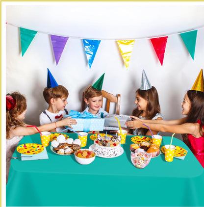 tujol Royal Blue 6 Pack Plastic Table Cloth 54" x 108", Disposable Tablecloths Rectangle Table Cover, Plastic Tablecloths for Parties