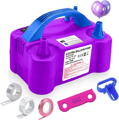 Electric Balloon Pump,110V 600W Portable Dual Nozzles Balloon Pump,Air Pump Balloon Blower for Party Decorations with Tying Tool