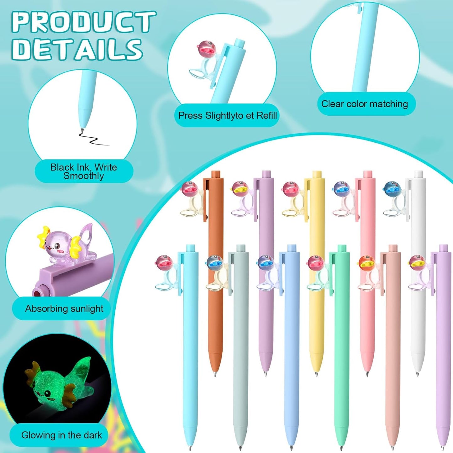 AmazingSpark 48 Pcs Axolotl Party Favors Axolotl Mini Notebooks with Pens Cute Animal Pocket Notepads Retractable Pens Gift for Back to School Birthday Party Favors