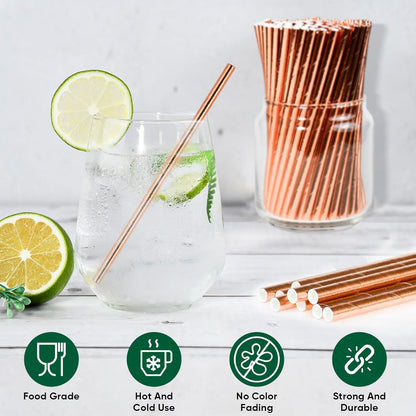 5.75 inch Orange Paper Cocktail Straws, Short Disposable Drinking Straws 500 Counts, Unwrapped - Compostable