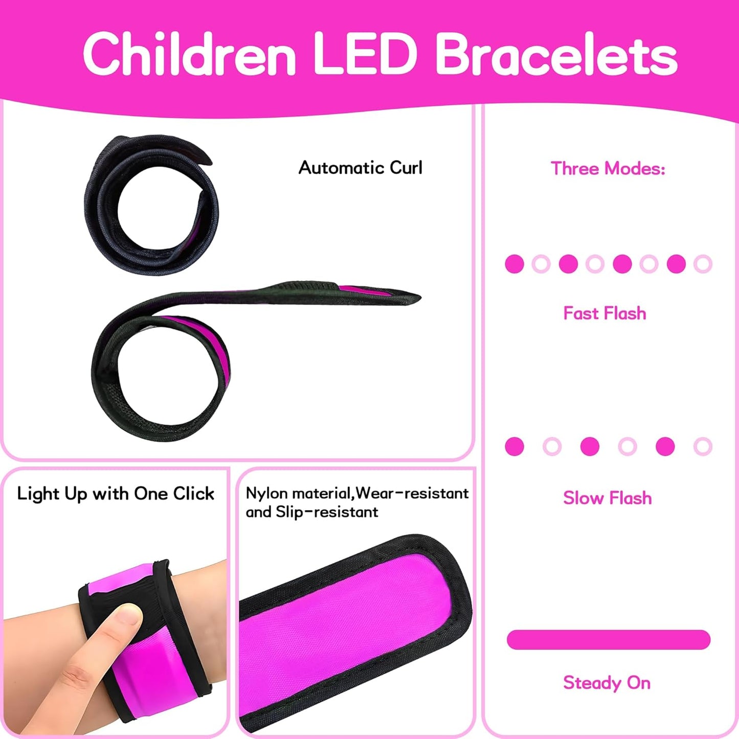 esonstyle 6 PCS LED Glow Bracelets, Night Safety Light Up Bracelets for Kids - Glow in The Dark Party Favors for Halloween, Christmas, Concerts, Festivals, Sports, Camping, Green