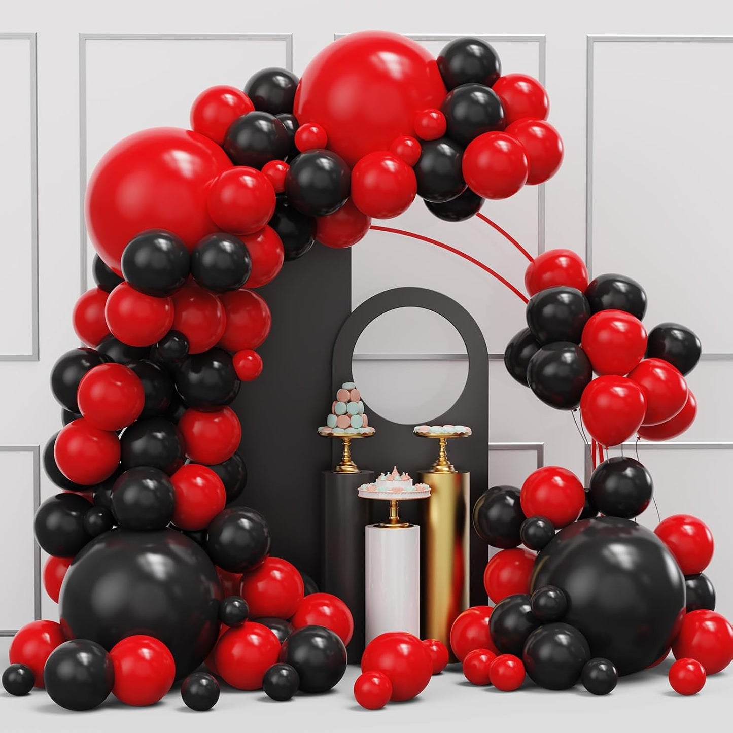 Black and Gold Balloons Garland Arch Kit, 134pcs Black and Metallic Gold Balloons with Different Size for 2026 Graduation Decorations, New Year, Birthday, Anniversary Party Decorations