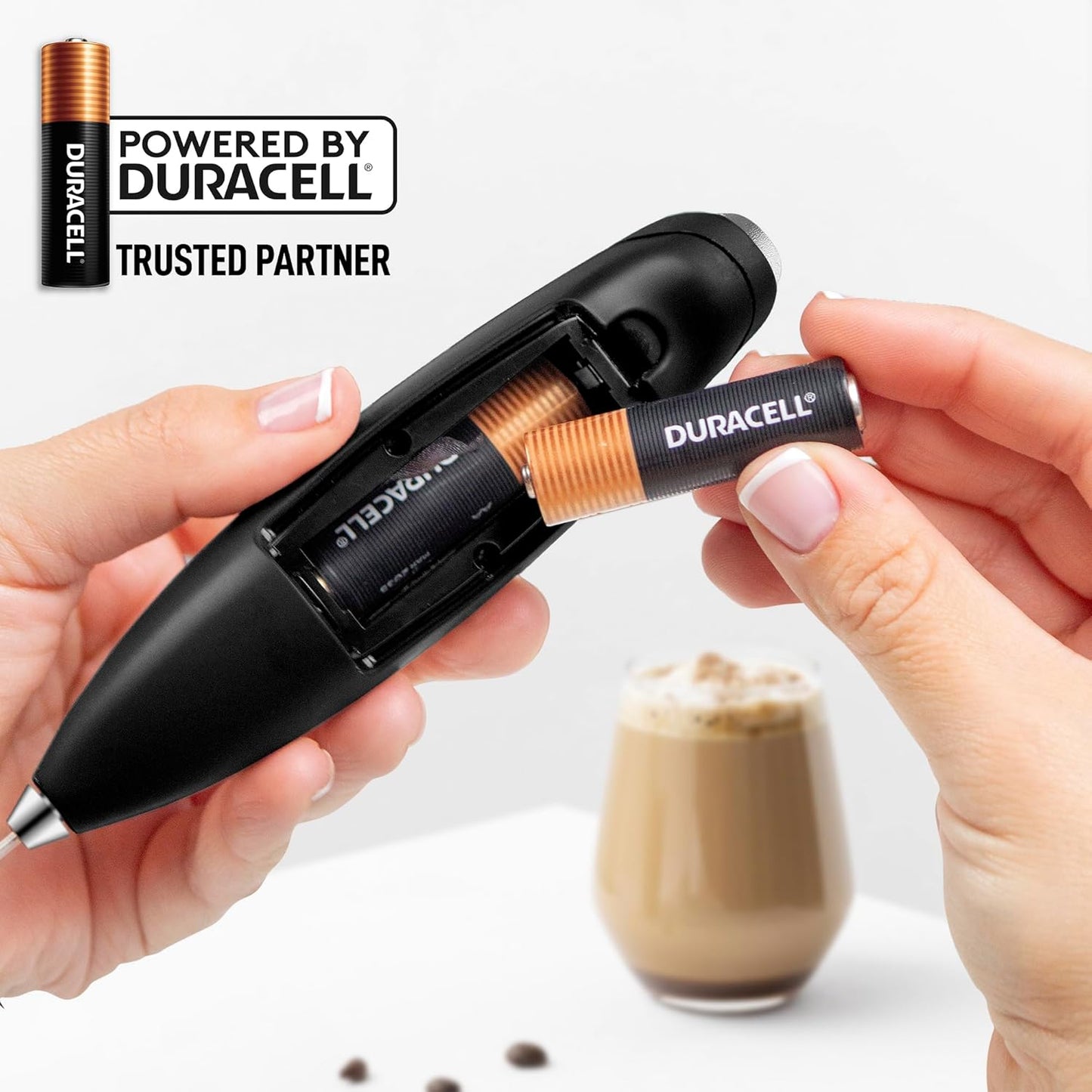 Zulay Kitchen Powerful Milk Frother Wand With Duracell Batteries - Ultra Fast Handheld Drink Mixer - Electric Whisk Foam Maker for Coffee, Lattes, Cappuccino & Matcha - Z1 Motor - Black - Colors C