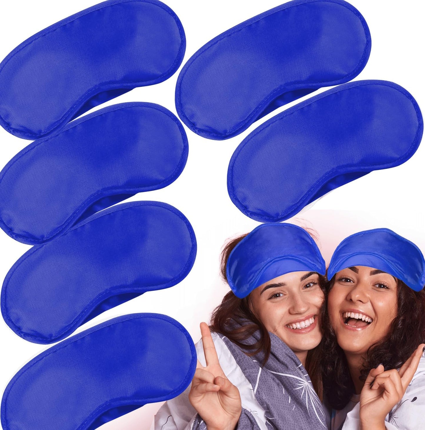 6 Pack Blindfold Eye Mask Cover Sleep Mask for Party Games Travel Sleep Team Build Party Supply with Adjustable Strap for Women Men Kids, Black