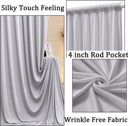 10ftx10ft Black Backdrop Curtains for Weddings Parties, Wrinkle Free 2 Panels Silky Polyester Photo Backdrop Drapes Back Drop Cloth Drapery for Birthday Mother'sDay Photography Background
