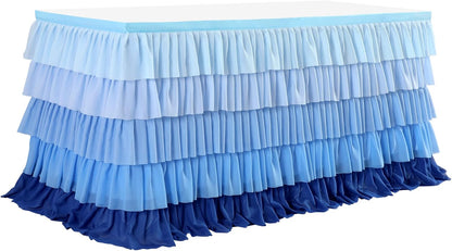 Pastel Rainbow Table Skirt Ruffle Party Tablecloth for Rectangle Table 6ft Birthday Party Baby Shower