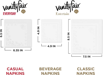Vanity Fair Entertain Paper Napkins, 40 Count, Disposable Napkins Made For Entertaining And Events