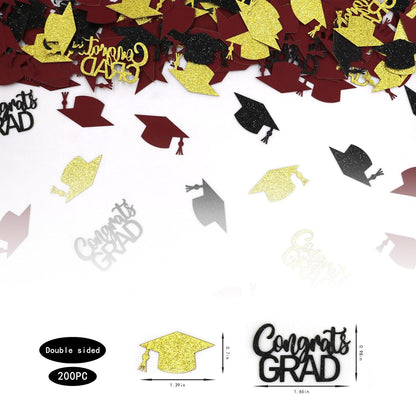 200PC Gold Graduation Confetti Class of 2026 Congrats Grad Confetti for Table Grad Cap Scatters for Graduation party decorations 2026