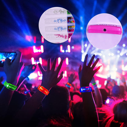 M.best 24pcs LED Light Up Bracelets, Glow in The Dark Flashing Wristbands Happy Bracelets Party Favors for Wedding,Sports,Festivals,Concerts,Party