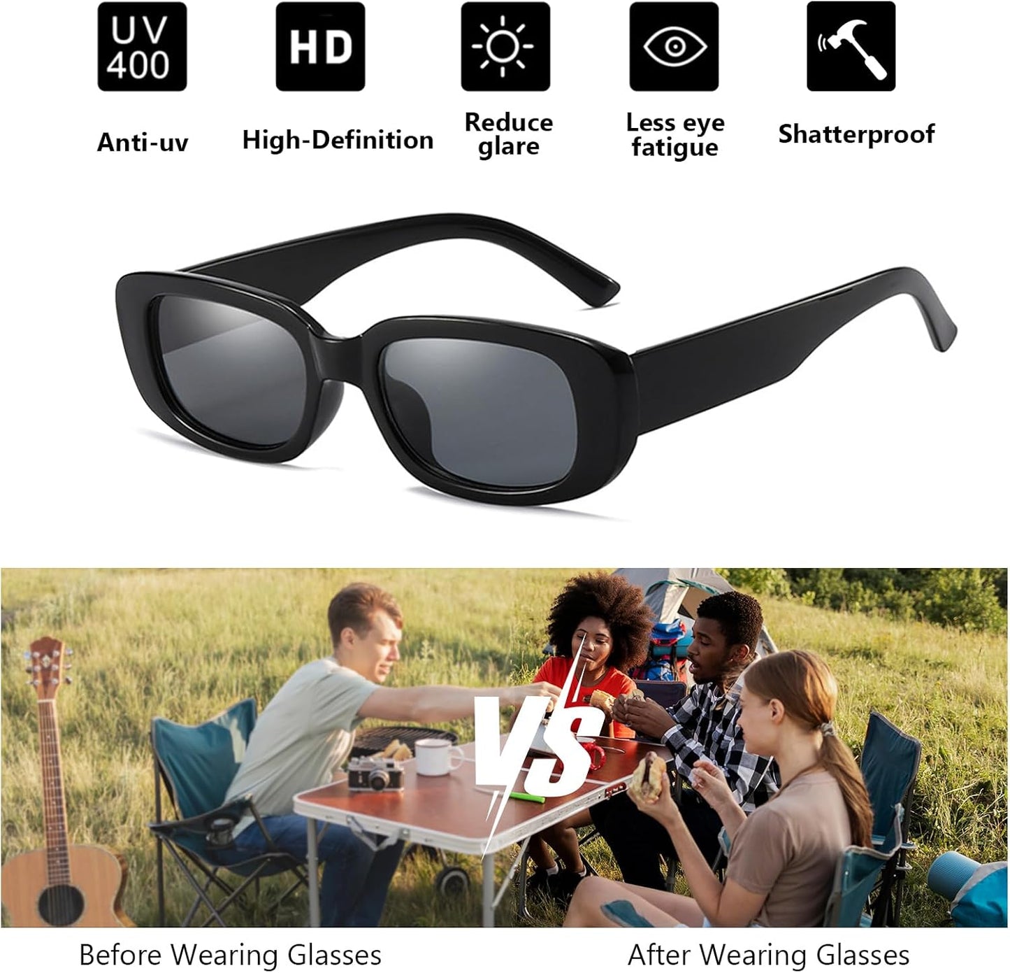 50/100 Pack Rectangle Sunglasses Bulk for Adult Retro Cheap 90s Y2K Small Glasses UV400 Protection