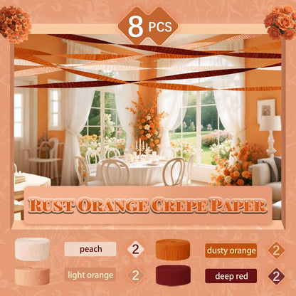 NICROHOME EUR Wedding Party Decorations, 8 Rolls Moss Sage Green Pink Crepe Paper Streamers for Boho Baby Shower, Wedding, Engagement Party, Spring Party, Birthday Party Supplies, 82 ft Long