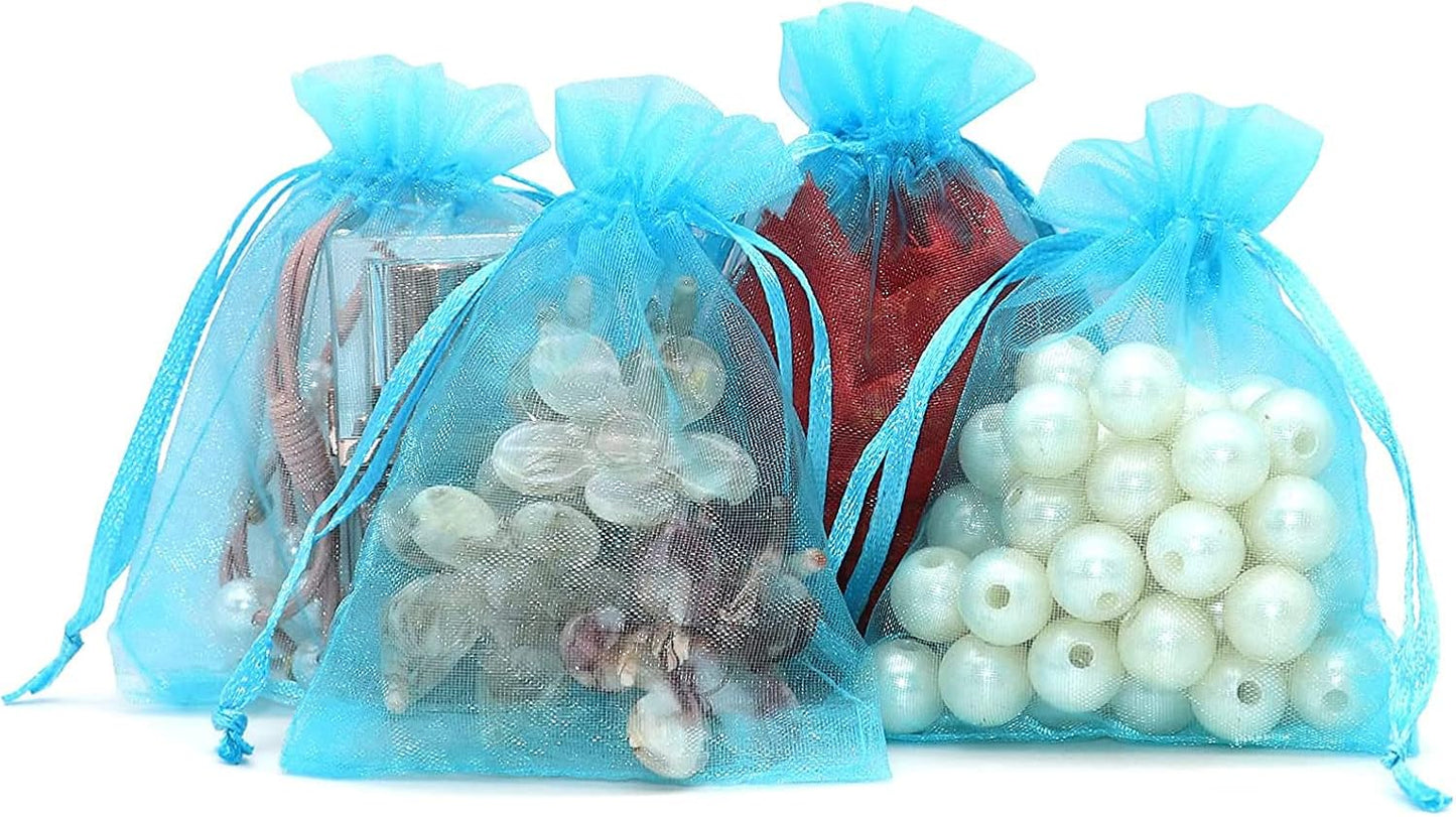 100pcs White Organza Bags 2x3 inch Sheer Drawstring Gift Bags Jewelry Pouches Wedding Party Christmas Favor Gift Bags, Little Mesh Gift Pouches Mini Candy Bags for Small Presents Earrings