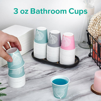 LITOPAK 600 Pack 3 oz Disposable Bathroom Cups, Colorful Small Disposable Paper Cups for Parties, Picnics, Barbecues, Travel and Events