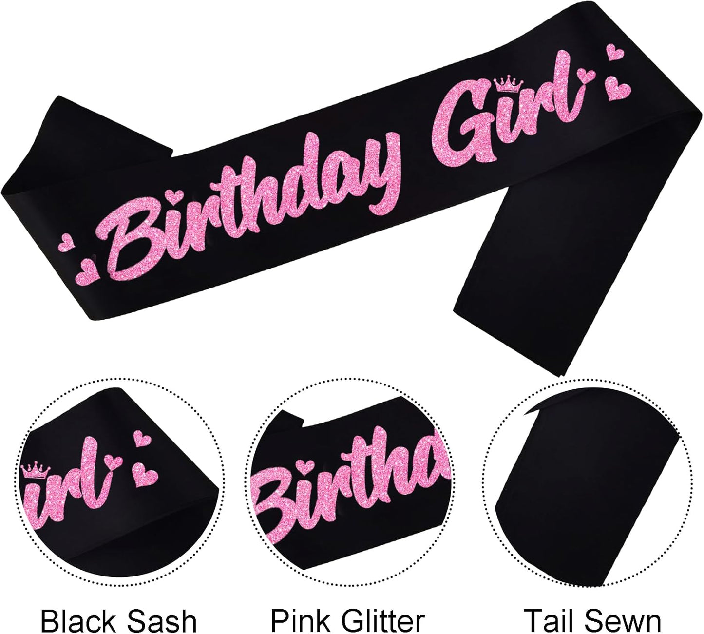 ‘Birthday Girl' Birthday Sash Royal Blue with Glitter Silver Letters Birthday Sash for Women, Sweet 16, 18th 21st B-day Sash