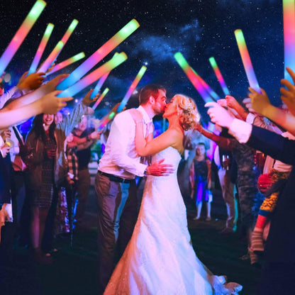 HONLYNE 46 PCS Foam Glow Sticks with 3 Modes Colorful Flashing, Foam Light Up Sticks, LED Light Sticks, Glow Sticks Party Pack for Halloween, New Year, Wedding, Raves, Concert, Christmas