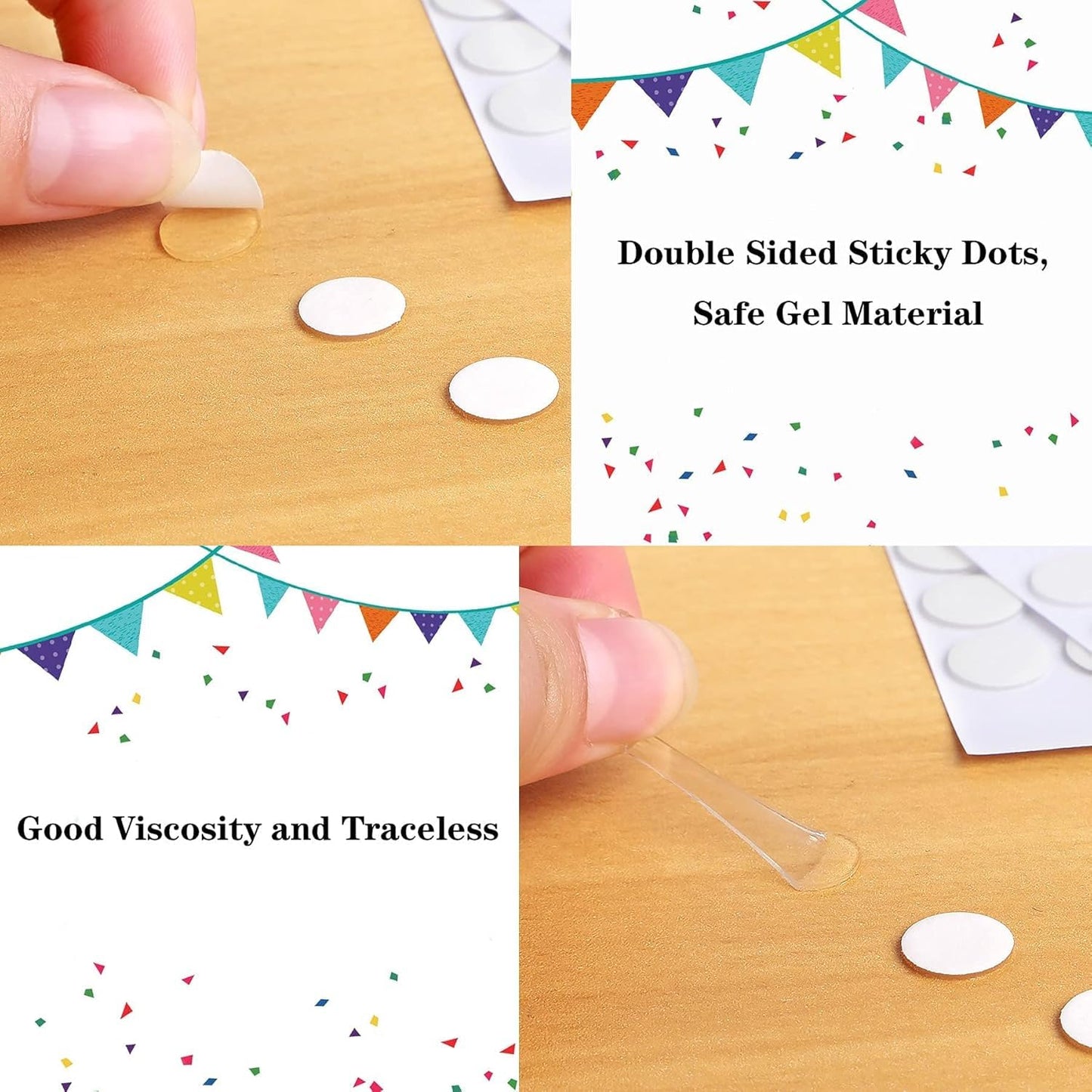 JANYUN 140 Pieces Adhesive Dots,Removable Round Putty Clear Tack No Trace Small Tape Stickers for Wall Hanging Festival Poster Office Party Decoration Picture Crafts