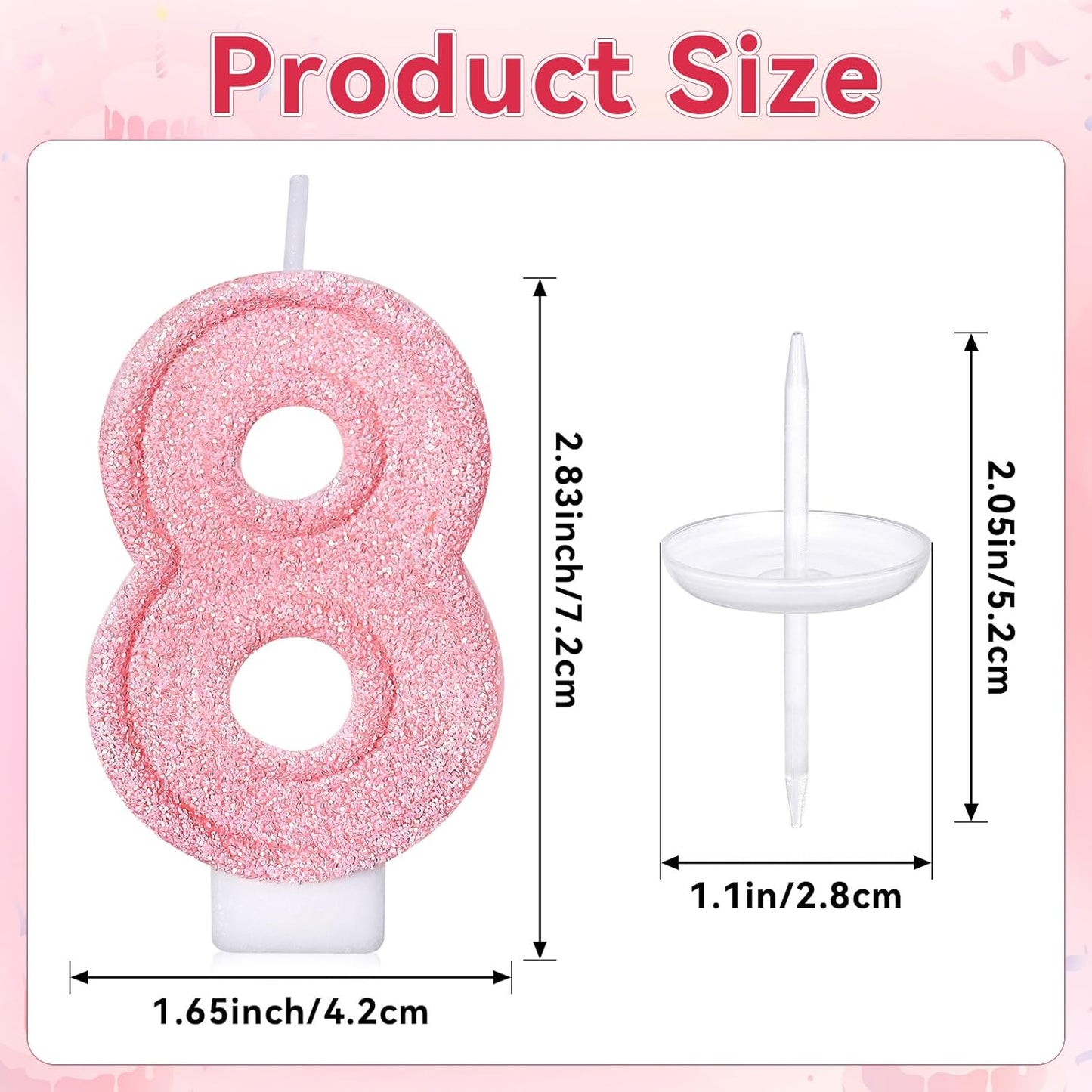 Cute Number 3 Birthday Candle, Glitter Pink Number Candles, Birthday Cake Topper Decoration, Party Supplies Anniversary Celebrations