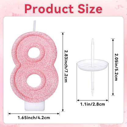 Cute Number 3 Birthday Candle, Glitter Pink Number Candles, Birthday Cake Topper Decoration, Party Supplies Anniversary Celebrations