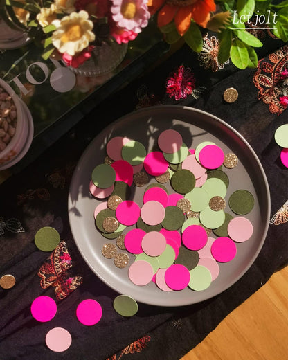 Green Confetti Glitter Golden Greenery Scatter Table Decoration Surprise Paper Craft Anniversary Supplies Birthday Party Bridal Baby Shower Party Wedding Gift Circle Dots Decor 100 Pcs