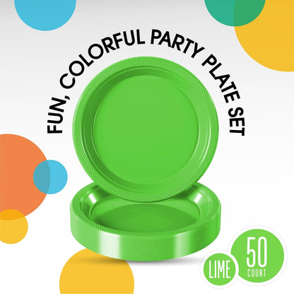 Exquisite Party Solids Red Plastic Plates For Party Supplies 10" Red Disposable Plates Heavy Duty 50 Pcs Plastic Dinnerware Sets Heavy Duty 350 GSM Disposable Dinnerware Set