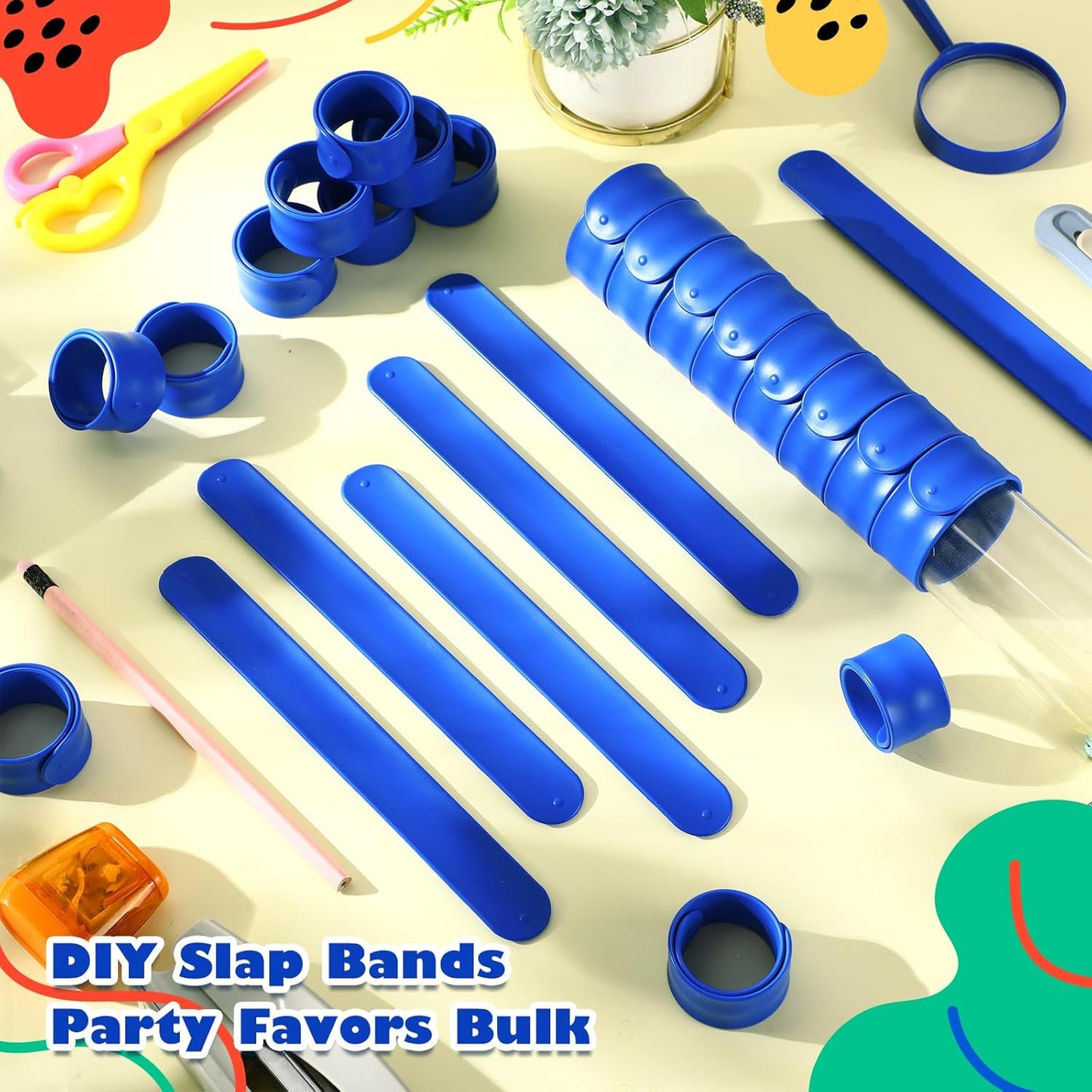 Vinsot 30 Pcs Silicone Slap Bracelets Gift for Kids DIY Slap Bands Party Favor Soft Blank Snap Wristbands Bulk for School Craft Project Painting Classroom Prizes Birthday Wedding