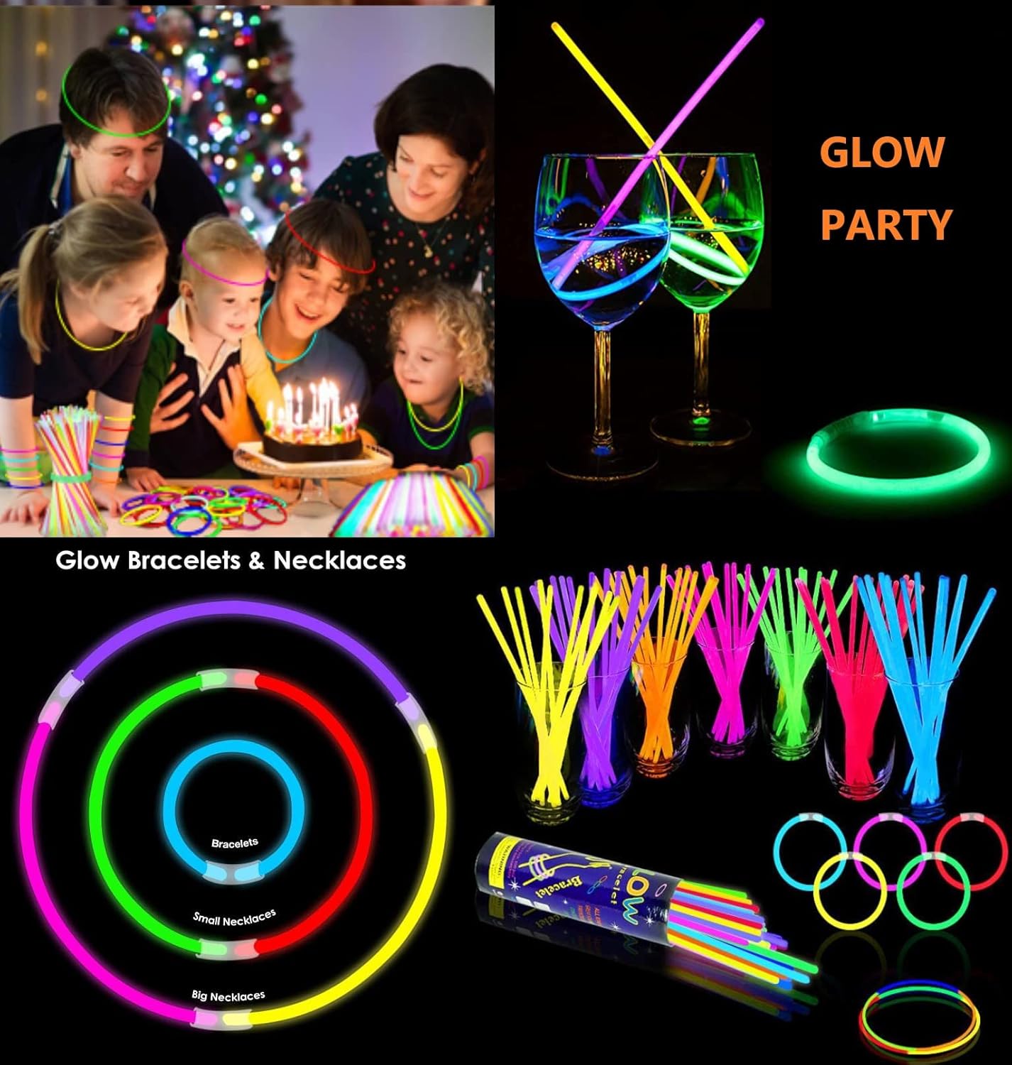 200 Pcs Red Glow Sticks Bracelet Necklaces Bulk Glow in The Dark Party Supplies 8” Light Up Stick with Connectors for Christmas Valentine's Day Easter 4th of July Party Favors Birthday Carnival