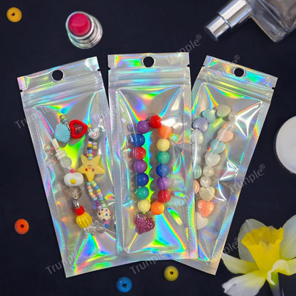 Trunple Smell Proof Bags & Resealable Foil Pouch Mylar Sample Bag Great for Party Favor Food Storage (Holographic Color) (50pcs-6x9 inch)
