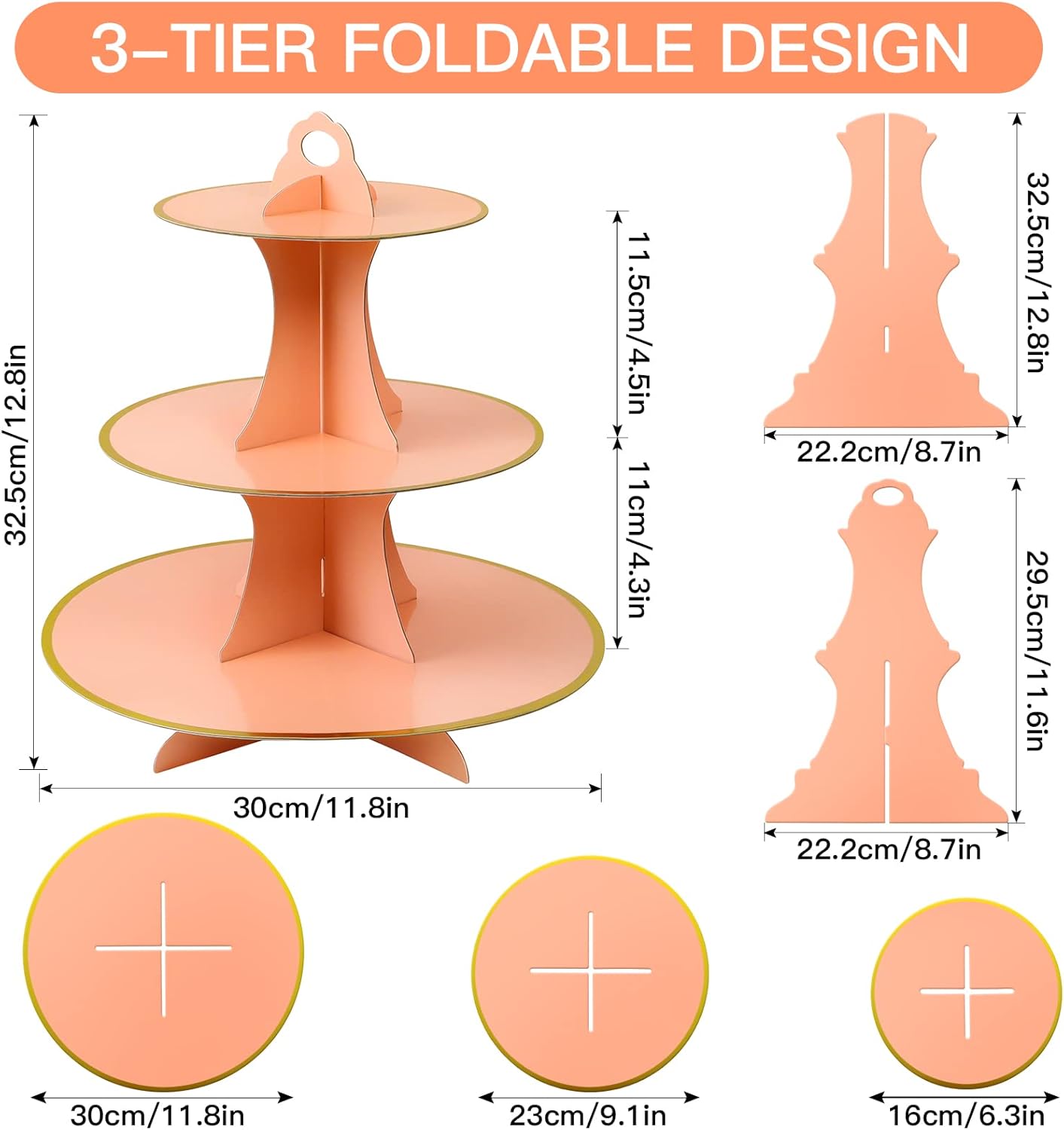 Soleebee 3-Tier Round Cupcake Stand, Cardboard Cupcake Tower, Dessert Cup Cake Stand Tower for Birthday Wedding Party Decoration, Cupcake Tier Stand 1 Set (Hot Pink)