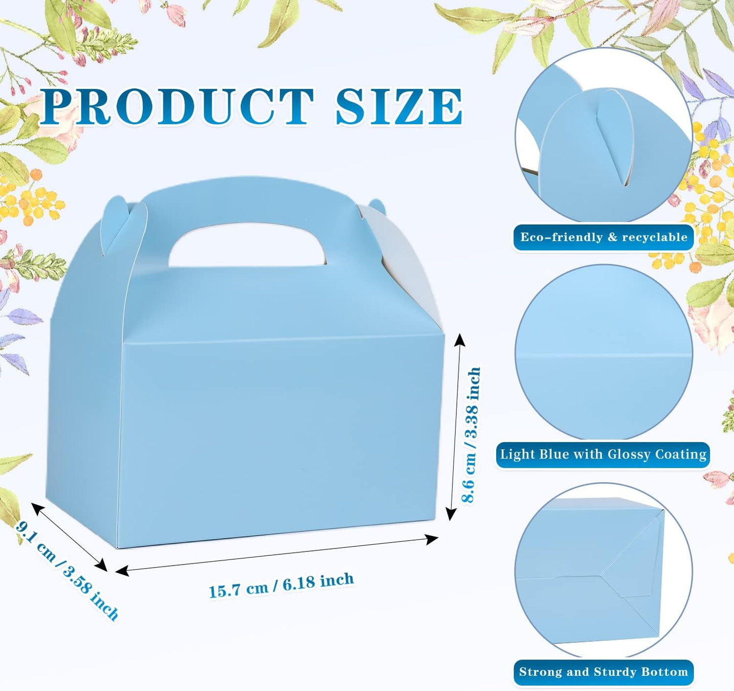 DjinnGlory 36 Pack White Party Favor Treat Boxes with Handle, DIY Paper Boxes for Baby Shower, Birthday, All Occasion, Small Gable Boxes for Small Business 6.18 x 3.58 x 3.38 Inches