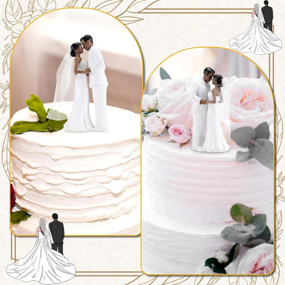 Remerry 4.5" Wedding Bride and Groom Cake Topper Vintage Elegant Wedding Cake Topper Couple Figurine Novios Para Pastel for Engagement Romantic Funny Couple Statue Anniversary(Romantic Era,White)