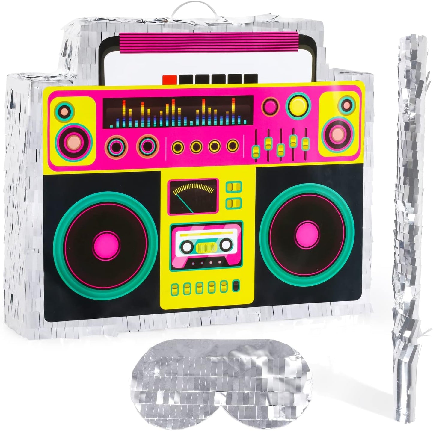 Hooqict Mexican Pinata with Blindfold and Bat Stick Party Pinata for Fiesta Carnival Cinco de Mayo Decorations Kids Adults Mexican Party Games Birthday Party Supplies