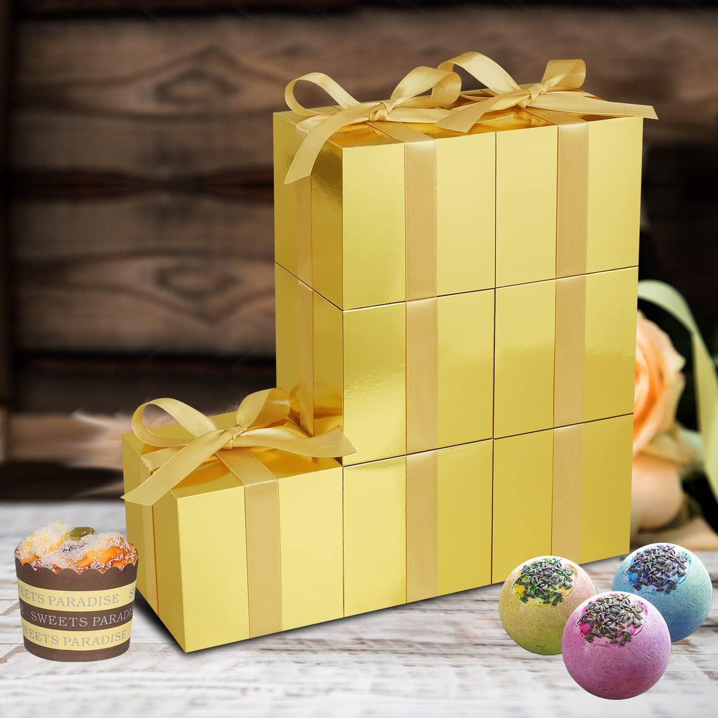 100 Pack Small Gift Boxes, 2x2x2 Inches Favor Boxes Gold Paper Gift Boxes with Lids for Presents, Crafting, Cupcake Boxes, Gifts, Candy Boxes for Wedding Party Bridal Shower Baby Shower Favors