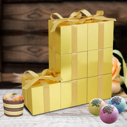 100 Pack Small Gift Boxes, 2x2x2 Inches Favor Boxes Gold Paper Gift Boxes with Lids for Presents, Crafting, Cupcake Boxes, Gifts, Candy Boxes for Wedding Party Bridal Shower Baby Shower Favors