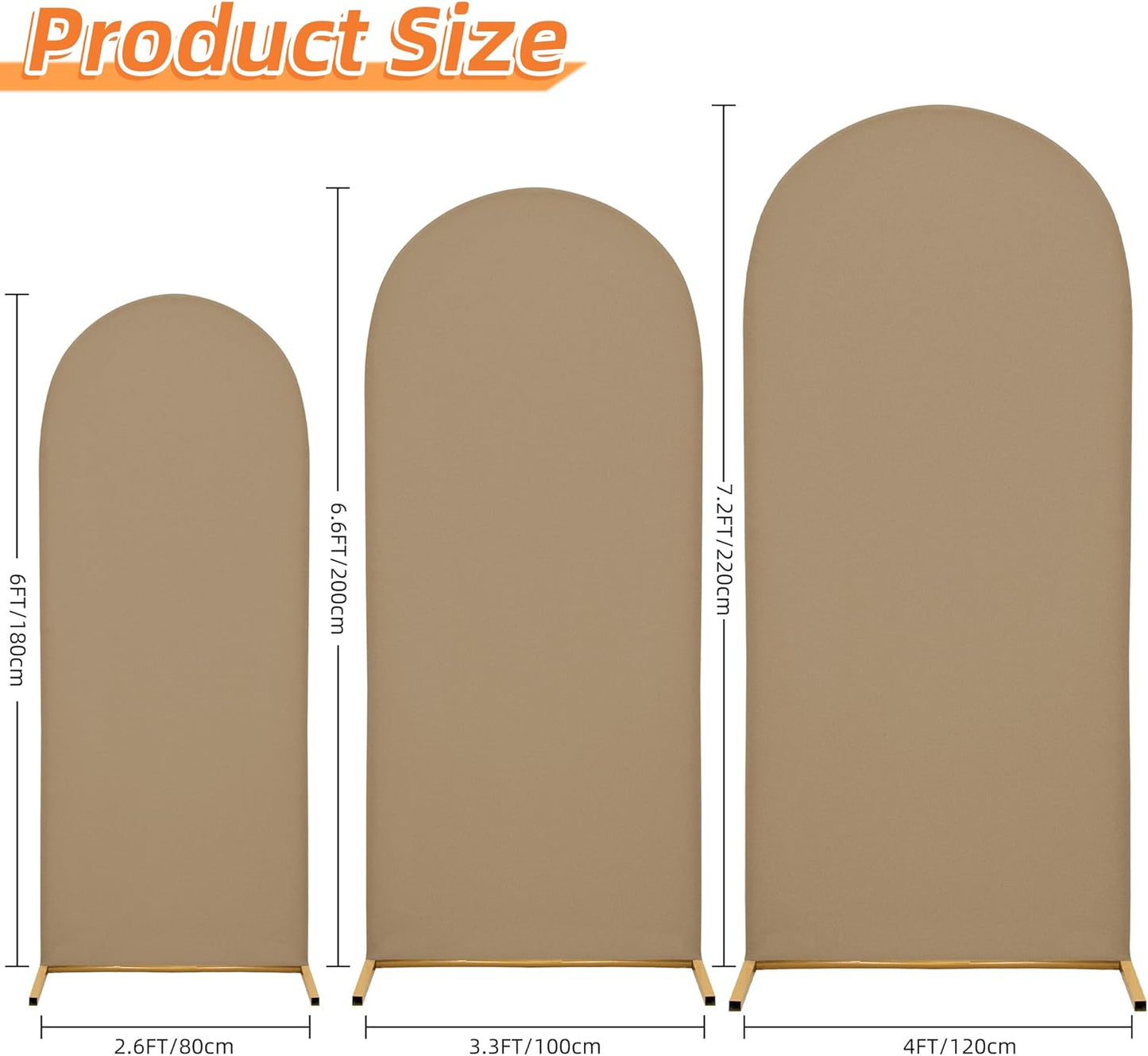 3-Piece Arch Cover Bundle – 7.2FT, 6.6FT & 6FT Stretch Spandex Backdrop Set – Wedding, Birthday & Photo Booth Arch Covers for Every Event