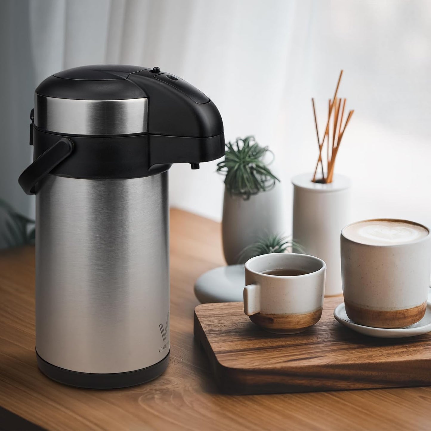 Coffee Carafe for Keeping Hot - 102oz/3L Airpot Coffee Dispenser with Pump - Insulated Stainless Steel Hot Beverage Dispenser for Parties - Thermal Carafe for Hot Drinks Water Tea Chocolate