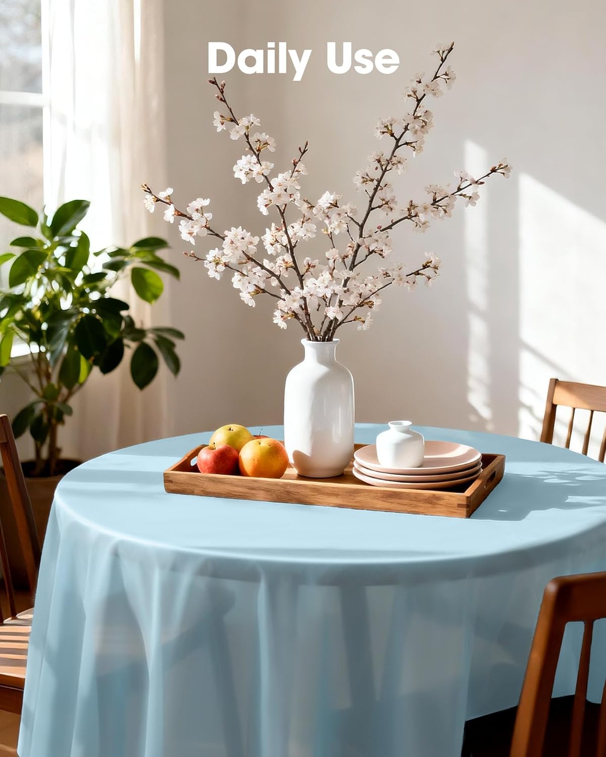 Pureegg Plastic Table Cloth 10 Pack, 54 x 108 Inch Disposable Table Cloths for Party, Picnic and Wedding, Rectangle, White - Colors A