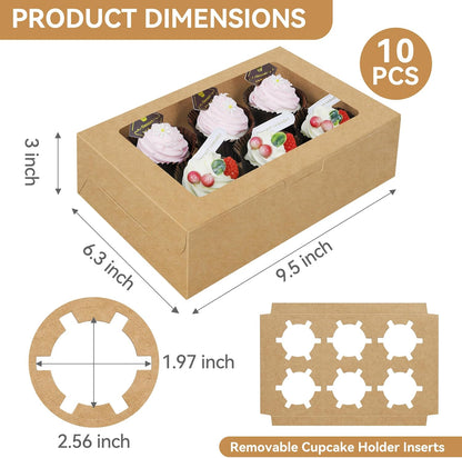 30-Set Cupcake Boxes Bulk with Clear Display Window Hold 6 Standard Cupcakes, Disposable Food Grade White Cupcake Carrier Cupcake Container, Perfect for Cupcakes Muffins Cookies Pastries