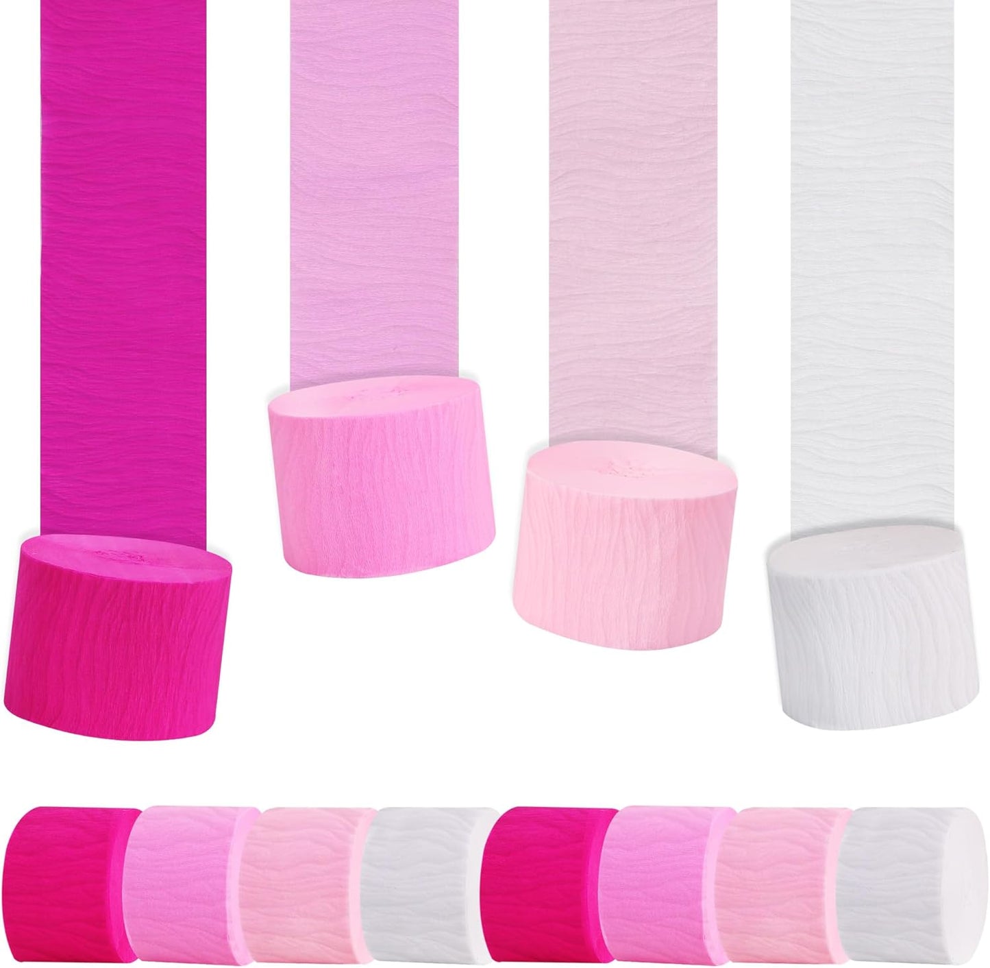 BEISHIDA 8 Rolls Red Yellow Blue and Green Crepe Paper Streamers for Carnival Circus Sesame Street Paw Party Decorations, Birthday DIY Craft Paper(1.8 Inch x 82 Ft/Roll)