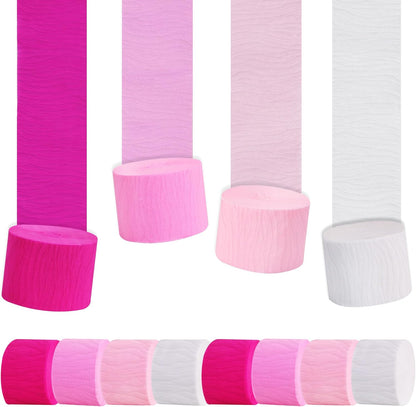 BEISHIDA 8 Rolls Red Yellow Blue and Green Crepe Paper Streamers for Carnival Circus Sesame Street Paw Party Decorations, Birthday DIY Craft Paper(1.8 Inch x 82 Ft/Roll)