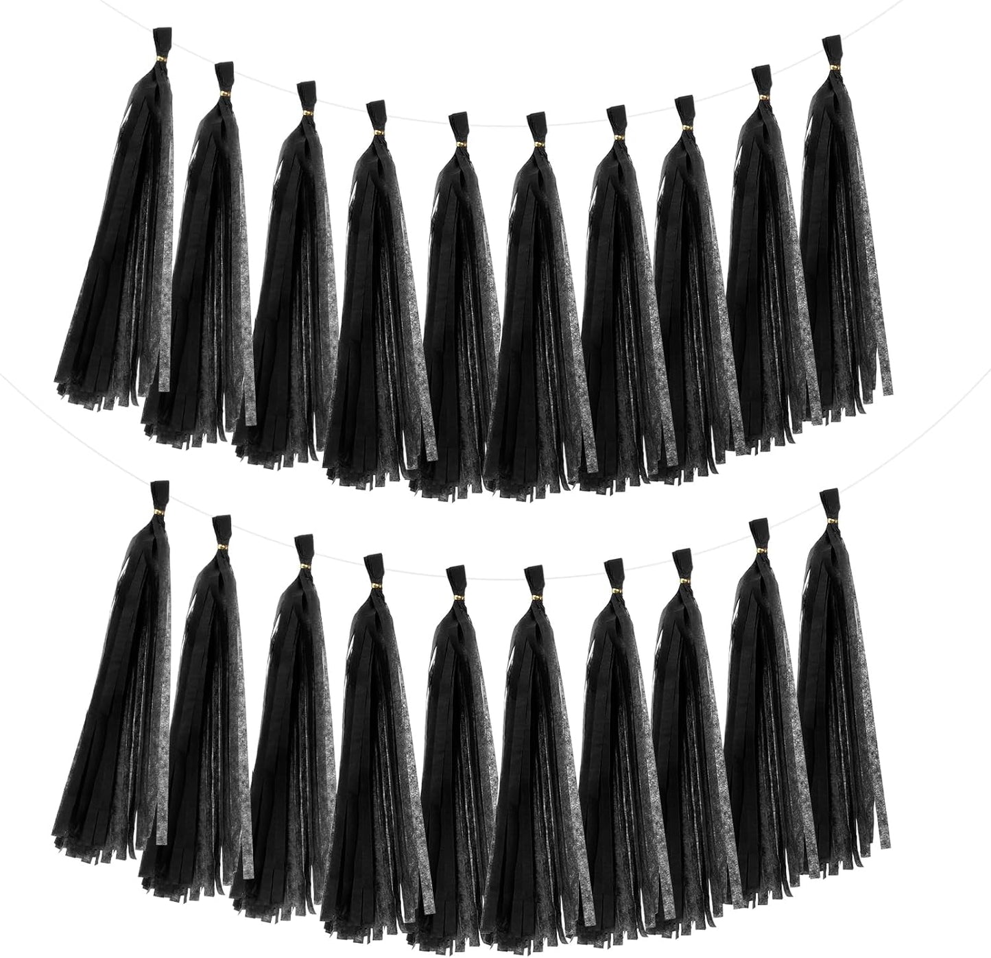 MECCANIXITY 20Pcs Tassel Garland Banner Tissue Paper for Streamers Party Decorations, Valentine's Day Birthday Decor for Women with Rope and Tie Wire (Pink, 14.6Inch)