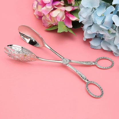 Salad Tongs, Zinc Alloy Kitchen Tongs, Bread Clips with Scissor Handles for Buffet, Appetizers, Party, Serving Food, Cooking