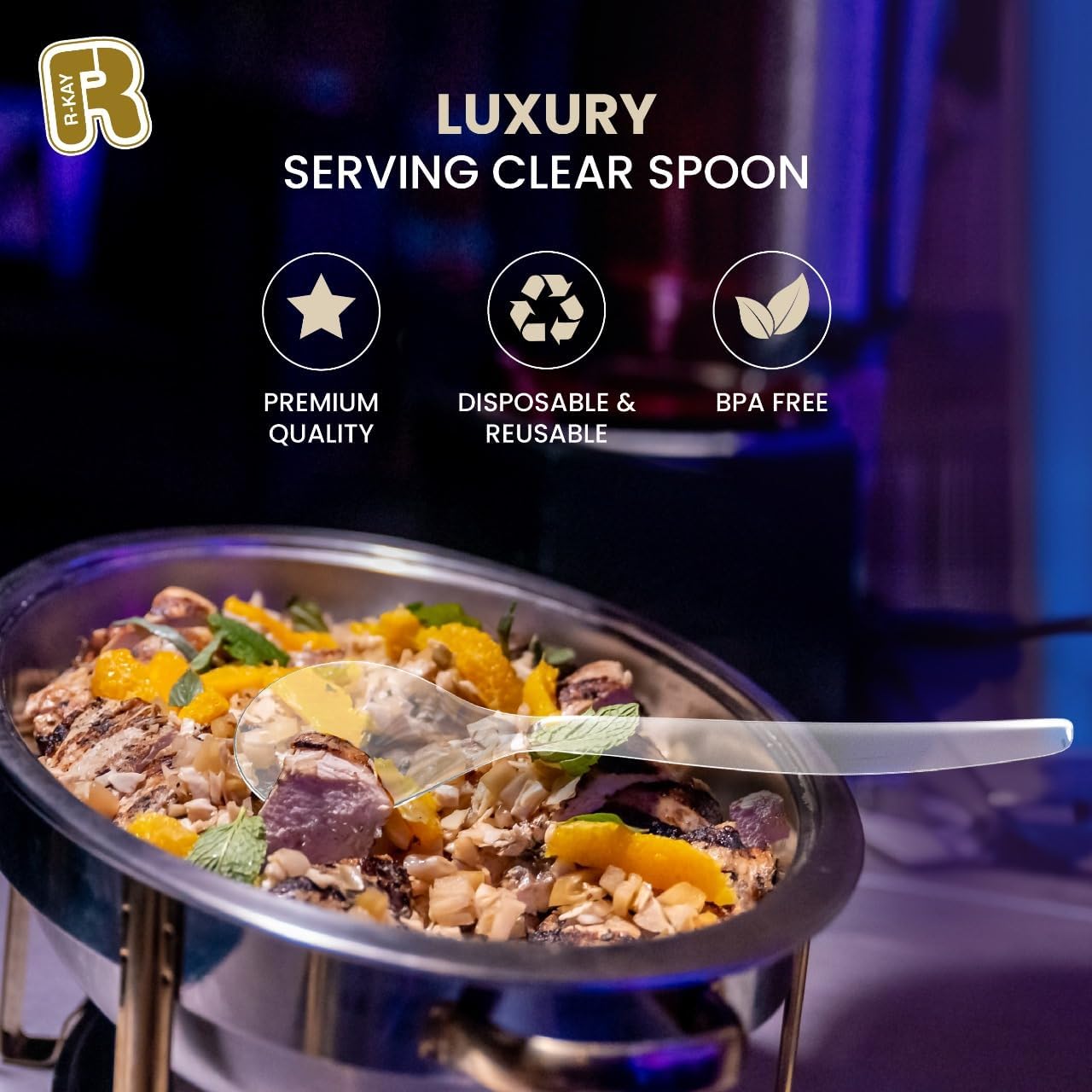 12 Pack Plastic Serving Spoons For Buffet - Extra Large 10 in Clear Plastic Serving Utensils For Hot And Cold Food - Disposable Serving Utensils For Parties - Heavy Duty Plastic Serving Spoon