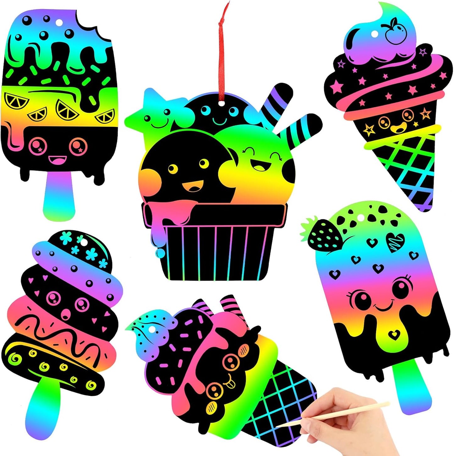 JULMELON 36 PCS Ocean Crafts, Rainbow Scratch Art Under The Sea Party Favors DIY Magic Color Summer Ocean Animals Scratch Cards for Summer Party Favors School Activities