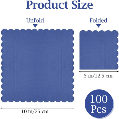 100 Pcs Cocktail Napkins, 2-Ply 5 x 5 Inches Disposable Scalloped Napkins, Thick Premium Dessert Napkins for Party, Wedding, Dinner, Birthday, Anniversary, Festival (Sage Green)