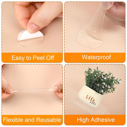 JANYUN 140 Pieces Adhesive Dots,Removable Round Putty Clear Tack No Trace Small Tape Stickers for Wall Hanging Festival Poster Office Party Decoration Picture Crafts