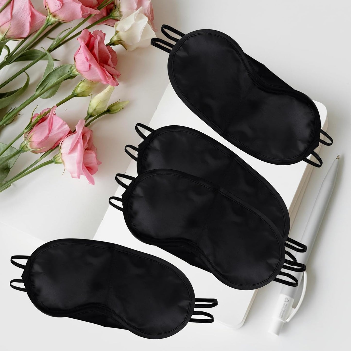 4 Pcs Blindfold, Black Eye Mask, Eye Masks for Sleep, Nose Pad and Adjustable Strap Blindfold, Game Sleeping for Everyone Travel Nap Sleeping
