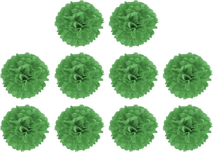 M METERXITY 10 Pack Tissue Pom Poms Flowers - Wedding Decoration, Durable & Beautiful, Apply to Birthday/Party/Wedding (6 Inches, Green)